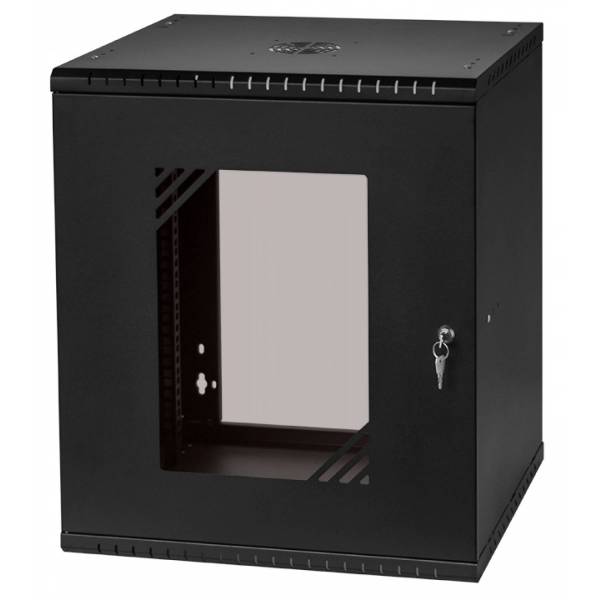 Armoire à Crémaillère 19" 12U, 450mm, Porte Vitrée, Noir