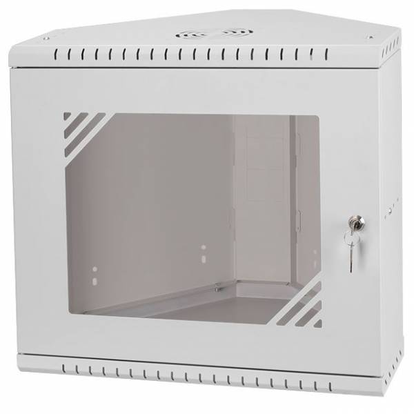 Coin d'Armoire de Support 19" 9U, 330mm, Porte Vitrée, Gris