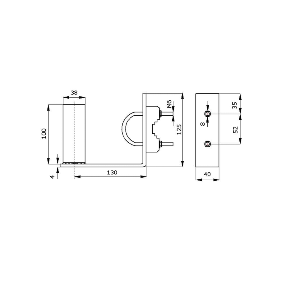 Support de Montage pour Mini Tuyau Ø38mm L110