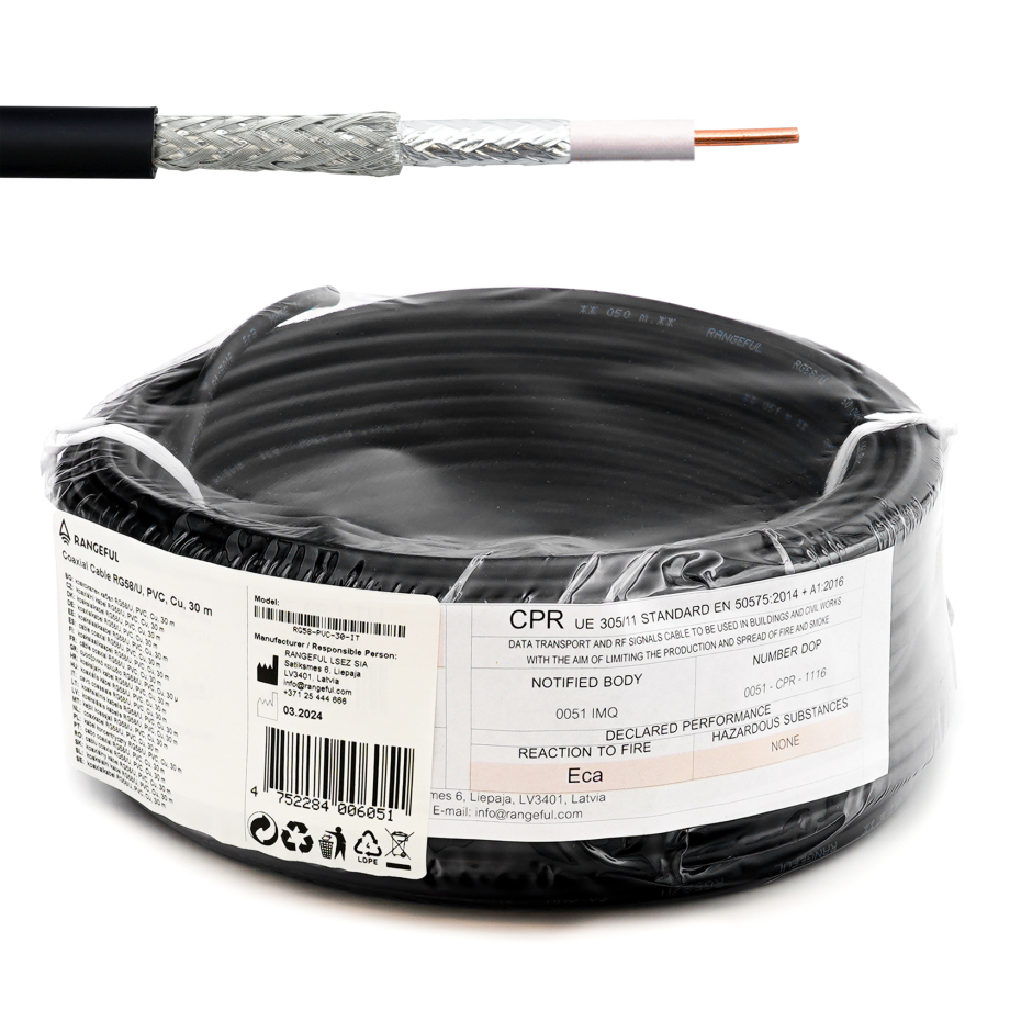 RG58U 30m câble coaxial à faible perte 50 Ohm