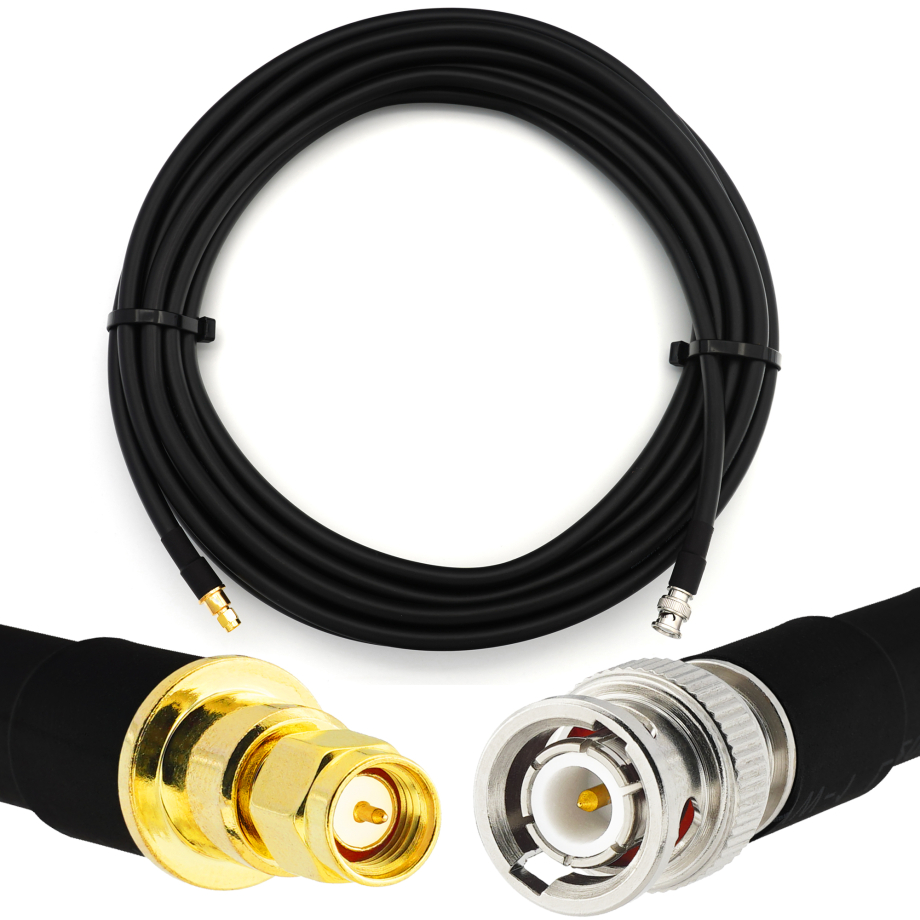 BNC mâle vers SMA mâle 12m câble coaxial elastique — équivalent à LMR400 UF UltraFlex