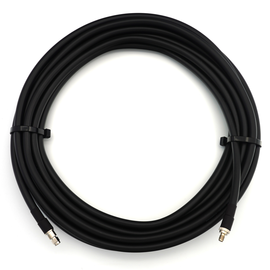 RP-SMA mâle vers RP-SMA femelle 10m câble coaxial — elastique HF-400-UF (équivalent à LMR400 UF UltraFlex)